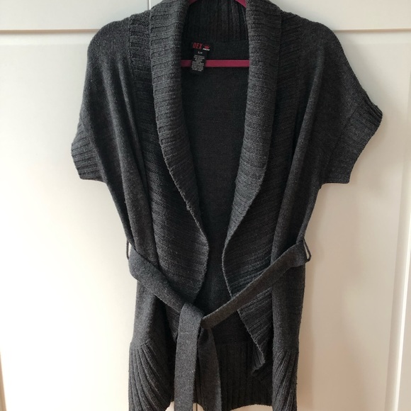 Dex Sweaters - Dex Belted Cardigan - Charcoal Grey